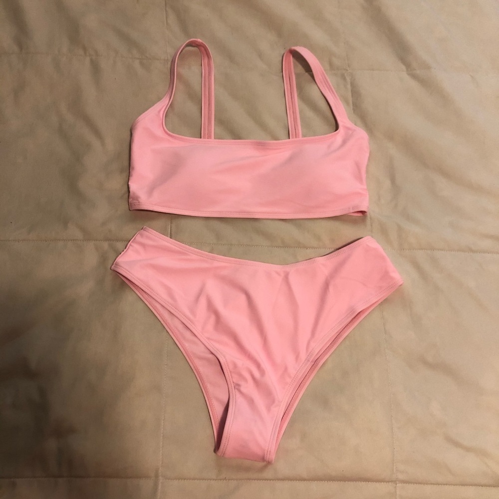 Small SHEIN Baby Pink Swimsuit Top/ Bottoms Bikini
